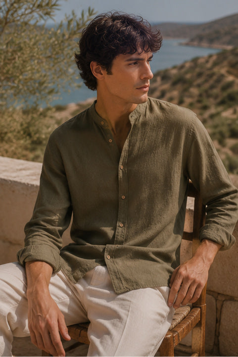 Chemise en lin "Ombra d'Ulivo"